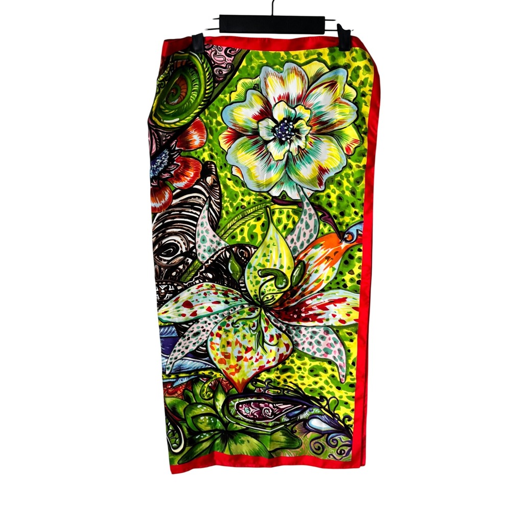Kurt Beines GmbH Germany 100% Silk Scarf Floral Abstract Multicolor Rectangular